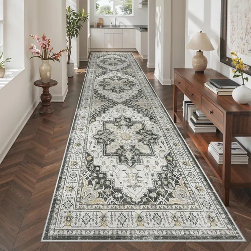 Miniatura 74 de Madane Tapete lavable de 2 x 10 pies para pasillo, cocina, recibidor, clásico, suave, antideslizante para interiores, casa de campo, baño, sala