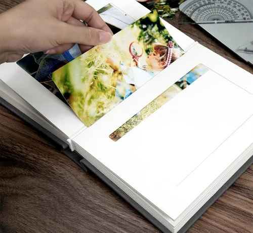 Miniatura 6 de Álbum de fotos pequeño de 4 x 6 con capacidad para 24 unidades, ideal para álbumes de fotos o fotos temáticas (negro/interior blanco)