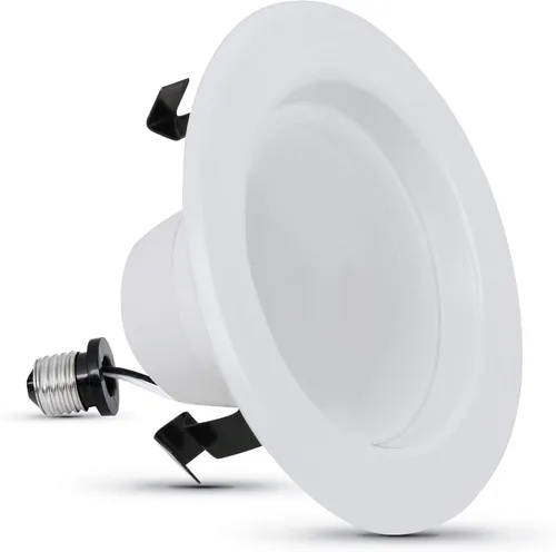Miniatura 11 de Feit Electric Juego de 6 lámparas empotrables LED de 4 pulgadas con moldura de deflexión - Adaptador estándar E26 - Luz diurna 5000K - Regulable