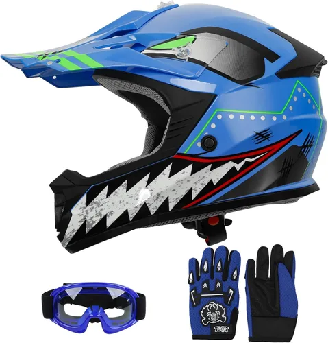 Miniatura 17 de SLMOTO - Casco DOT para niños y jóvenes de motocross, casco de motocicleta de calle, casco de bicicleta de tierra, motocross, ATV, casco con diseño