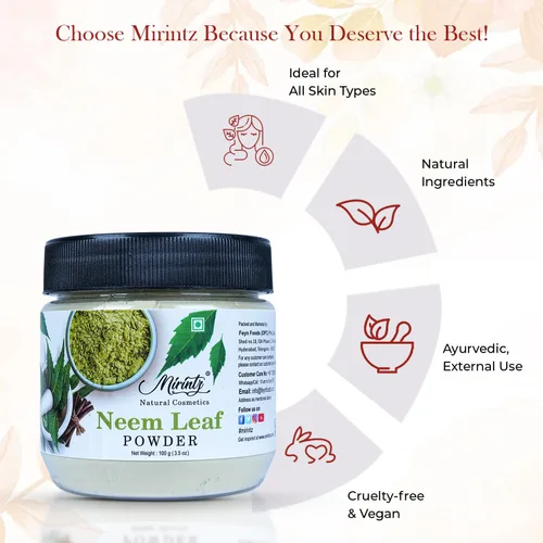 Miniatura 5 de Polvo de neem 100% natural para cabello y piel (3.53 onzas) de hojas de neem índicas puras de azadirachta índica secas, polvo de hoja de neem