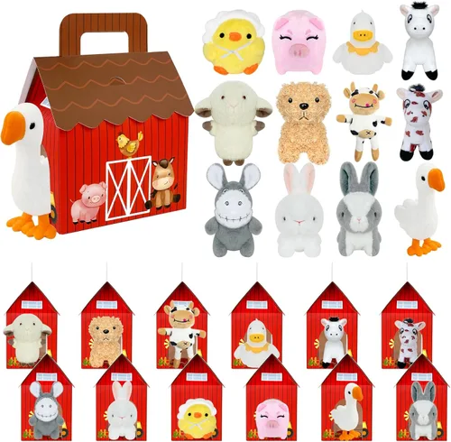 24 Pcs Adopt a Farm Animal Favors Adopt a Pet Supplies Include 12 Foldable Boxes 12 Mini Stuffed Animals for Adopting an Animal Party Favors Farm