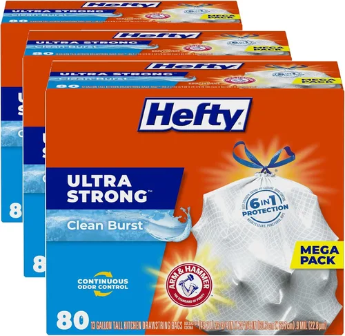 Miniatura 12 de Hefty Bolsas de basura ultra fuertes de 20 galones, bolsas de basura XL altas de 20 galones, cierre de cordón, control continuo de olores, aroma