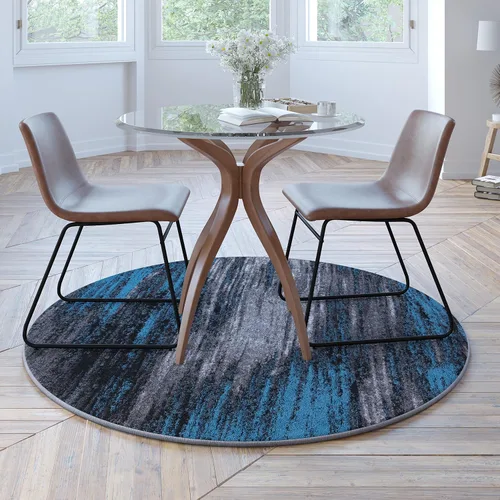 Miniatura 18 de Flash Furniture Rylan Collection - Alfombra contemporánea de olefinas azules, de pelo alto, 2 x 10 pies, respaldo de yute, pasillo, entrada