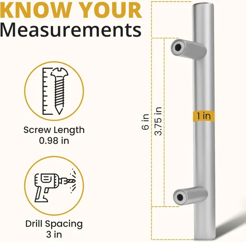 Miniatura 5 de Mega Handles Paquete de 1 tirador I de 6 pulgadas, tiradores de acero inoxidable para tiradores de gabinete, ideales para cajones de cocina