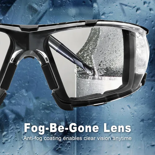 Miniatura 4 de UKNOW Gafas de seguridad – Lentes envolventes antivaho – Junta de espuma extraíble – Anteojos protectores ANSI Z87.1 – Resistente a los impactos