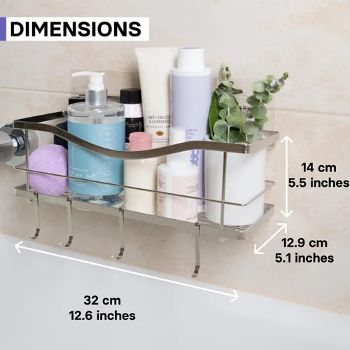 Miniatura 7 de KINCMAX Organizador de ducha de alta calidad, organizador de ducha autoadhesivo con 4 ganchos, estante de ducha de acero inoxidable a prueba