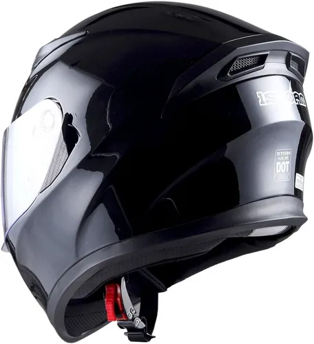 Miniatura 4 de 1STorm - Casco integral para motocicleta, de calle, con doble visera/parasol, negro brillante mecánico, talla pequeña (20.9/21.3 pulgadas)