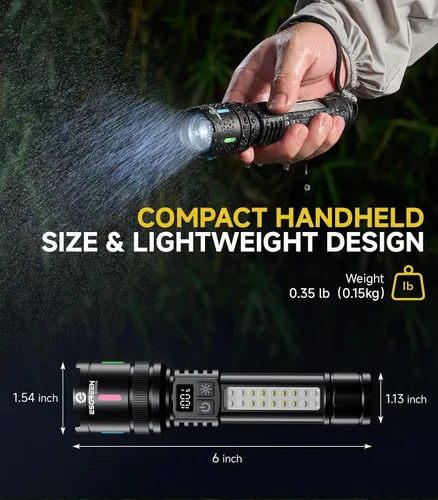 Miniatura 8 de Esgreen Linternas LED recargables de alto lúmenes 20000, paquete de 2, linterna brillante de un solo clic de larga duración de 12 horas, luz flash