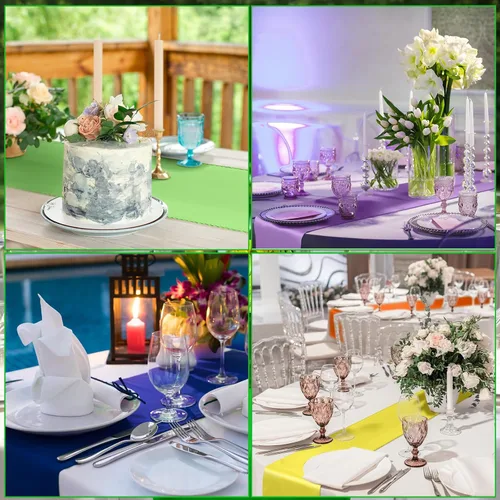 Miniatura 6 de Kinlop Camino de mesa de satén colorido de 12 x 108 pulgadas, camino de mesa de seda para fiestas, bodas, banquetes, graduaciones, decoración