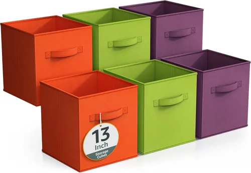 Miniatura 15 de Sorbus Cubos de Almacenamiento Plegables - 6 Cestas de Tela para Organizar Despensa, Estante, Caja de Juguetes, Cubículo, Organizador de Armario