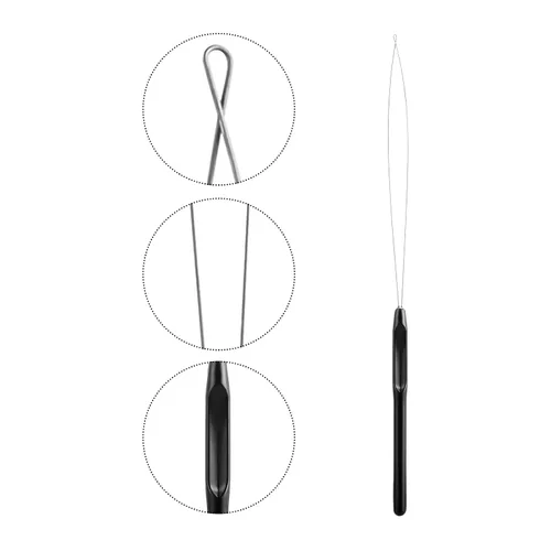 Miniatura 3 de WLLHYF 10 piezas de extensión de cabello, enhebrador de aguja, gancho de tracción, herramientas de extensión de cabello, micro anillos, nano