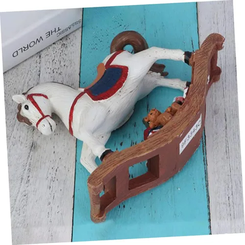 Miniatura 5 de Escultura de caballo de resina, adorno de caballo de Troya de Navidad, adornos de vacaciones, decoraciones para salas de casa, figura de caballo