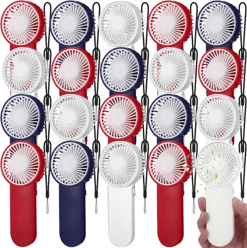 Miniatura 33 de Sumind 6 unidades de pequeño ventilador portátil personal pequeño a granel de 1 velocidad eléctrico lindo alimentado por batería para el cuello