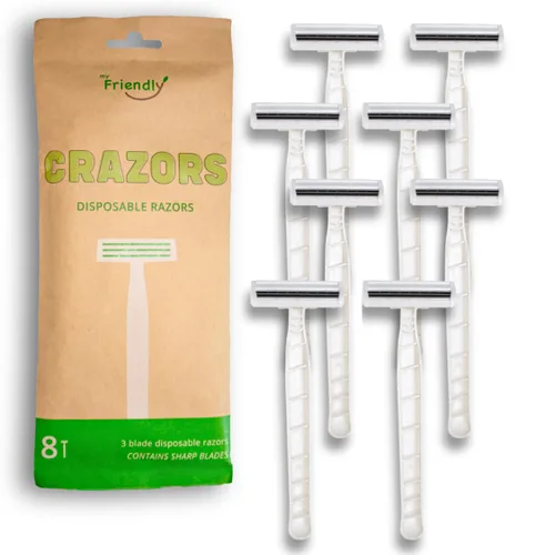 MyFriendly - 3 cuchillas de afeitar desechables para hombre y mujer, afeitadora de un solo uso para el cuerpo y la cara, material crudo para la