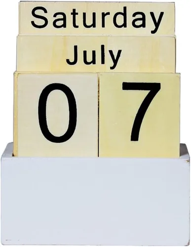 Vpang Calendario perpetuo con bloques de madera vintage, calendario de escritorio, elegante, rústico, para decoración de oficina en casa (estilo A)