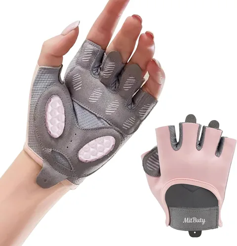 Guantes de entrenamiento para hombres y mujeres, guantes de gimnasio sin dedos para levantamiento de pesas, crossfit, fitness, ejercicio y Rosa