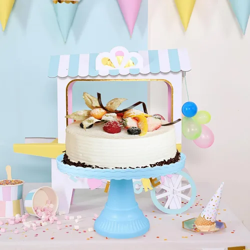 Miniatura 9 de PRETYZOOM Soporte de plástico para tartas con pies, redondo, soporte para cupcakes, cumpleaños, boda, elevado, para tartas, pasteles, macarrones