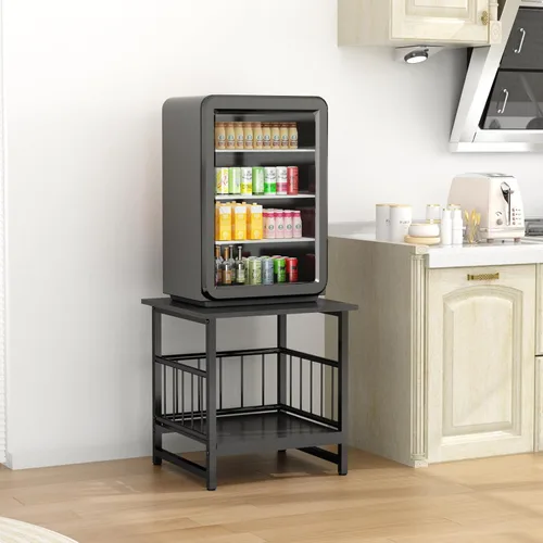 Miniatura 2 de Mesa auxiliar, mesa auxiliar industrial con estante de almacenamiento de 2 neumáticos, mini soporte para refrigerador de 180 libras con patas