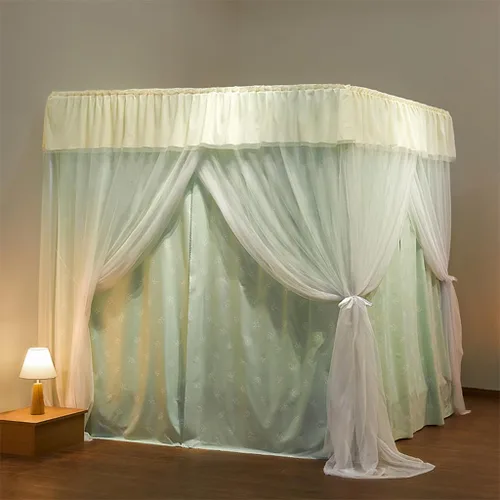 Miniatura 8 de Dosel de cama de 4 postes de esquina de princesa y bonita mosquitera para cama de niñas, dormitorio de adultos, habitaciones de niños; red