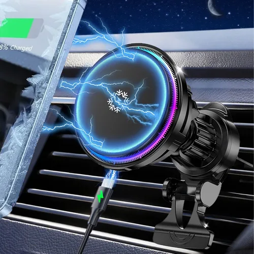 Cargador inalámbrico magnético de refrigeración para automóvil TEC y ventilador actualizado 2026, para montaje de cargador de automóvil MagSafe,