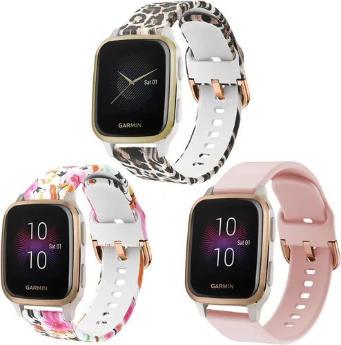 Miniatura 11 de Bandas compatibles con Garmin Venu SQ/Venu Sq 2/Venu Smart Watch, silicona suave, sin decoloración, estampado floral, banda de repuesto para Garmin
