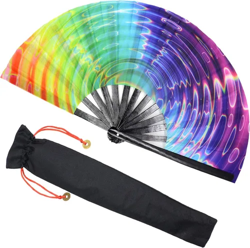 Miniatura 12 de Zolee - Abanico grande rave con sonido para baile en línea - Abanico plegable de mano con botas en el suelo y efecto pop - para EDM, festival