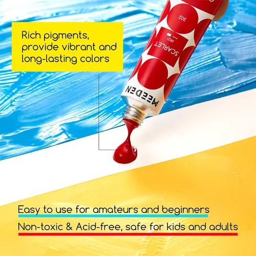 Miniatura 4 de MEEDEN Juego de Pintura Gouache, No Tóxico 24 x 12ml/0.4oz Tubos de Pintura Gouache a Base de Agua para Lienzo y Papel, Suministros de Arte para 24