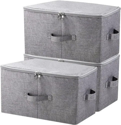 Miniatura 11 de iwill CREATE PRO Cajas de almacenamiento de ropa de armario a prueba de polvo de 17.6 x 13.6 x 9.7 pulgadas, con tapa con cremallera, tela Gris claro