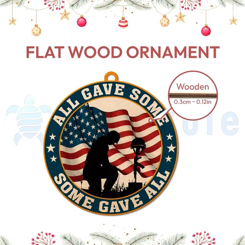 Miniatura 5 de Hyturtle Adorno navideño de veterano para árbol de Navidad 2D, regalos para soldado veterano, fuerzas armadas, miembros militares del ejército