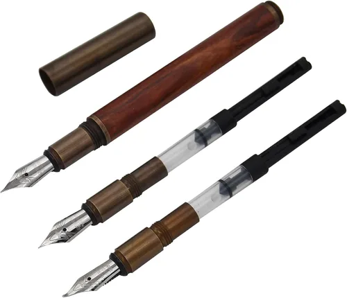 Miniatura 12 de Pluma estilográfica de madera hecha a mano, párrafo corto (4.528 in), bolígrafo de viaje de bolsillo, bolígrafo de negocios, pluma de caligrafía