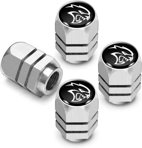 Miniatura 5 de iPick Image para Dodge SRT Hellcat Logo en negro sobre negro con forma hexagonal de aluminio tapas de vástago de válvula de neumático
