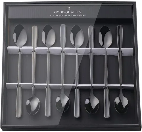 Miniatura 14 de YDware - Juego de cucharas de té helado de mango largo, cucharas doradas de cambio gradual de 7.87 pulgadas, cucharas de cóctel de acero inoxidable