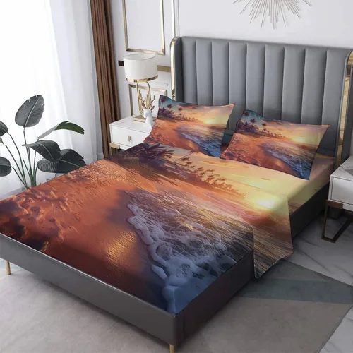 Miniatura 41 de Juego de sábanas tamaño individual: sábanas y fundas de almohada, sábanas y fundas de almohada, microfibra suave y bolsillo profundo y patrón sin