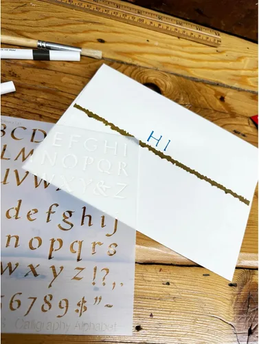 Miniatura 5 de Stencil1 Plantillas de letras de caligrafía de 1/2 pulgada, letras y números, alfabeto minúscula y minúscula de Mylar para pintar a mano, dibujo