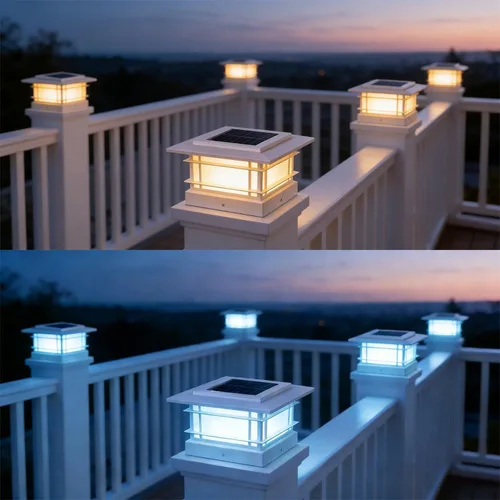 Miniatura 6 de Dynaming Luces solares de 4 x 4 para exteriores con 2 modos de color, luces solares para poste de valla, carcasa negra para postes de vinilo/madera