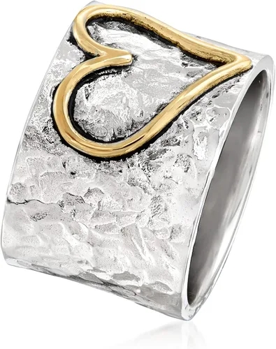 Miniatura 3 de Ross-Simons Sterling Silver and 14kt Yellow Gold Heart Ring