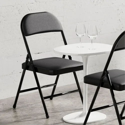 Miniatura 7 de Nazhura Paquete de 4 sillas plegables, juego de sillas de comedor de tela con cojín acolchado y respaldo, asiento interior y exterior para hogar