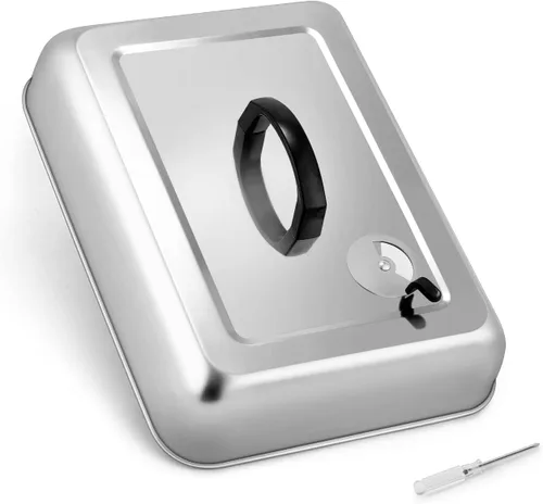 Miniatura 10 de Cúpula de Fusión Rectangular 2 Piezas, HaSteeL 13.3 X 9.8 Pulgadas Cubierta de Vapor de Acero Inoxidable, Tapa de Plancha Sólida de Servicio Pesado