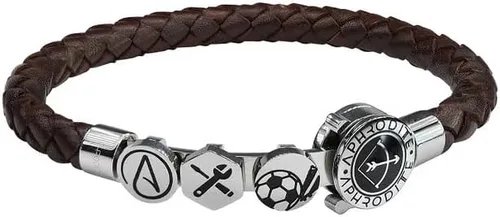 Miniatura 3 de Pulsera de cuero trenzado genuino para hombre en marrón, cierre de acero inoxidable resistente