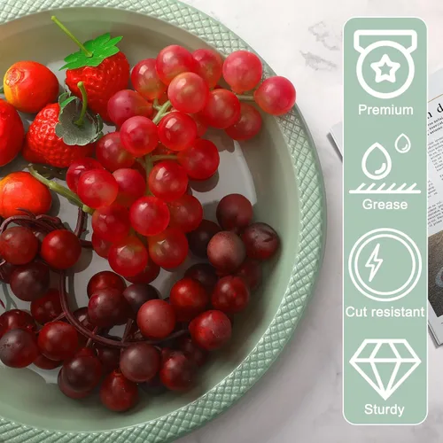 Miniatura 3 de Dandat 36 platos de plástico verde salvia desechables de 9 pulgadas, suministros de salvia verde, platos redondos de postre para cumpleaños, boda
