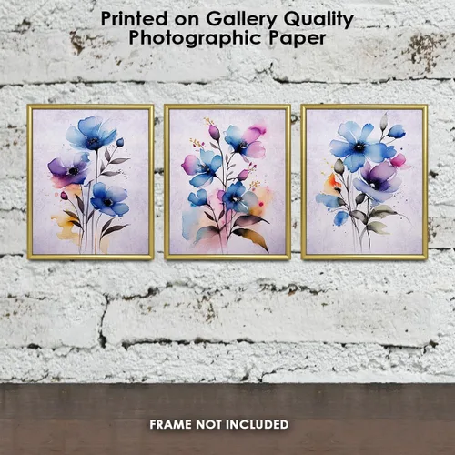 Miniatura 5 de Vintage Wild Blue Flowers Botanical Wall Art - Give Your Home A Touch of Elegance With Plant Pictures Wall Art, Unframed Set of 3, 8x10 Botanical