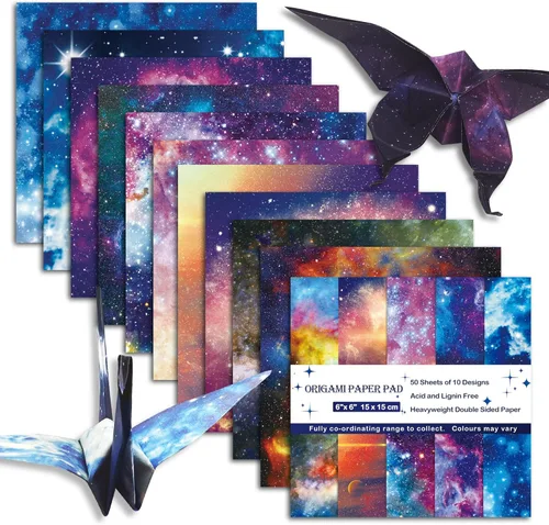 Miniatura 20 de Kit de papel para Origami, doble cara, 100 hojas, 20 colores, 6 pulgadas, cuadrado japonés Chiyo, fácil de doblar, para manualidades, bricolaje
