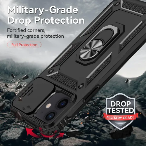 Miniatura 2 de HNHYGETE Funda para iPhone 12 / iPhone 12 Pro con protector de pantalla: [grado militar de 20 pies probada en caídas] anillo a prueba de golpes