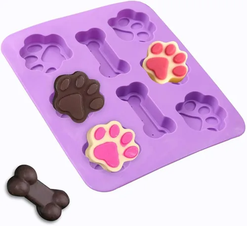 Miniatura 6 de Moldes de silicona 2 en 1 de pata de perro y hueso de cachorro, grado alimenticio, para chocolate, dulces, pudín, gelatina, golosinas para perros. 5