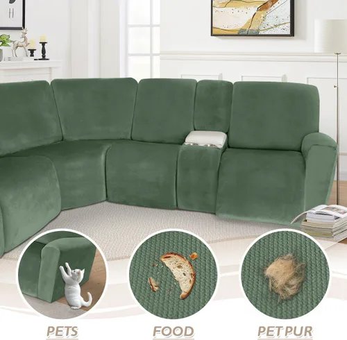 Miniatura 429 de Arfntevss Fundas de sofá seccional reclinable de terciopelo, Funda de sofá seccional de esquina para sofá reclinable, Funda elástica suave