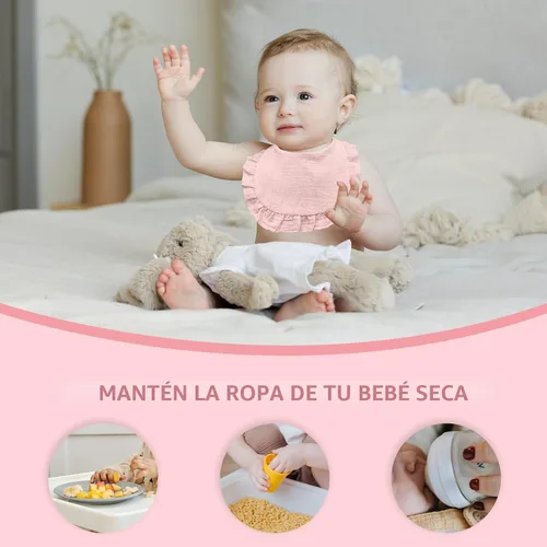 Miniatura 6 de Baberos de muselina para bebé, baberos tipo bandana para babeo para niñas, baberos de algodón 100% ajustables y suaves para dentición y babeo