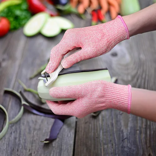 Miniatura 4 de Guantes Evridwear resistentes a los cortes, grado alimenticio nivel 5, protección de seguridad para la cocina (Pequeño, Rosa)