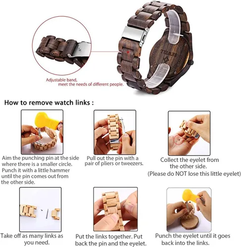 Miniatura 4 de Bewell W086B - Reloj de pulsera analógico ligero de cuarzo hecho a mano