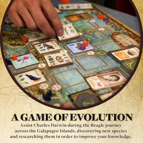 Miniatura 4 de Sobre el origen de las especies Un juego de mesa de investigación evolutiva de Artana Games El viaje de Charles Darwin a través de las Galápagos